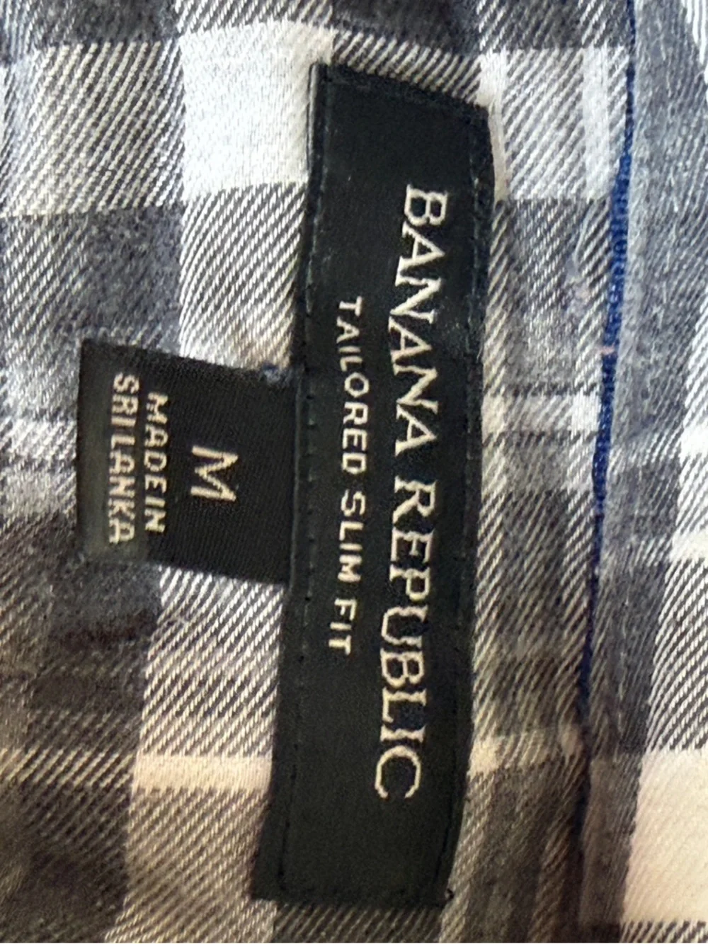 Banana Republic Gray‎ and White Plaid Casual Button-Down Shirt